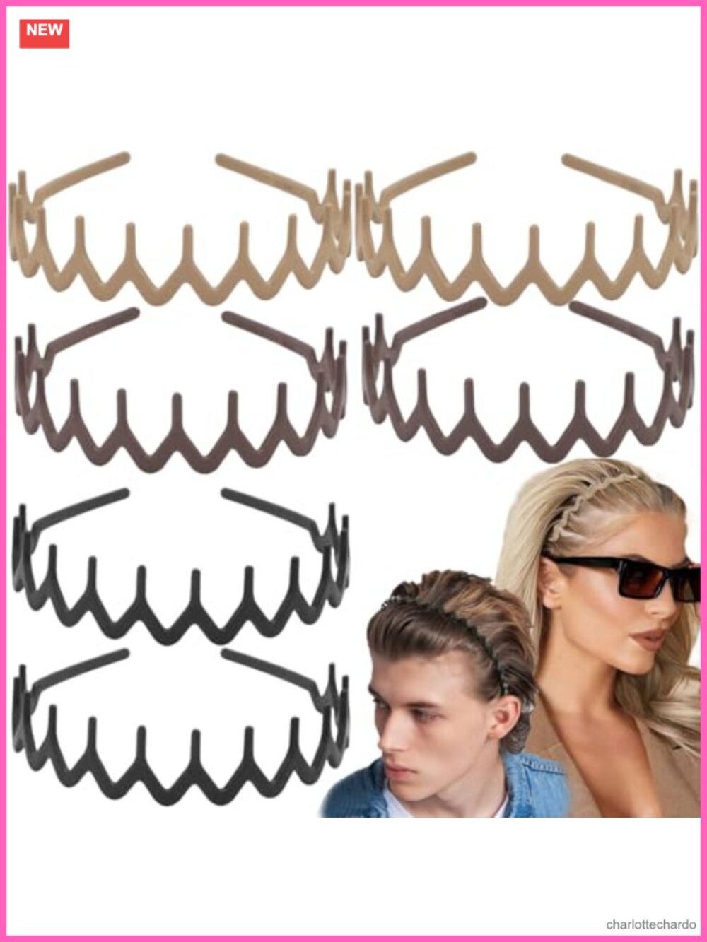 6 PCS Zig Zag Headbands Plastic Wavy Hair Comb Teeth Non Slip